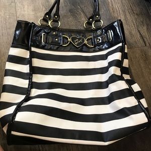 Betsey Johnson black and white striped bag